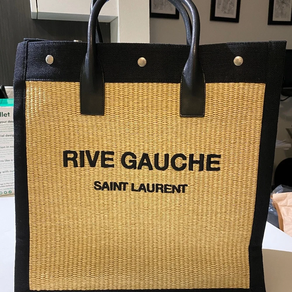 Rive Gauche Straw N/S Tote (Rare!) - Picture 1 of 6